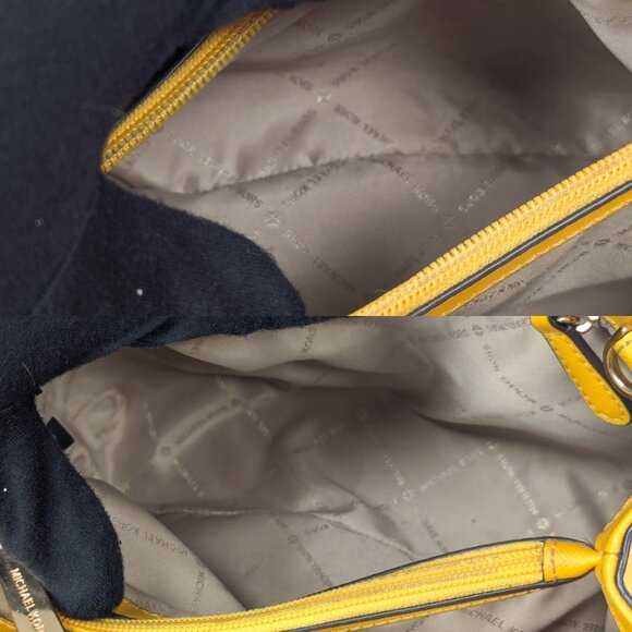 MK MICHAEL KORS Saffiano Leather Satchel Shoulder Strap Bag Yellow - Picture 8 of 16